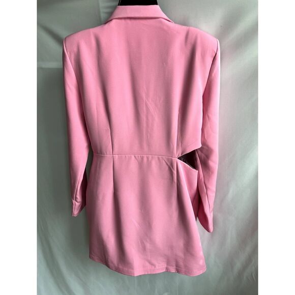 Boohoo Barbiecore Pink Blazer Dress Sze 10 Bubblegum Cutouts Barbie Formal Girly - Picture 5 of 10